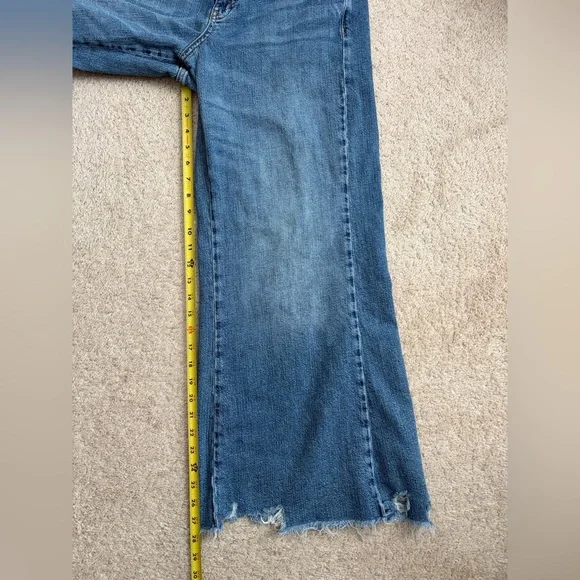 PILCRO Blue Wide Leg Raw Hem Denim Jeans Pants Women's Size 31 Medium Wash - Picture 11 of 12